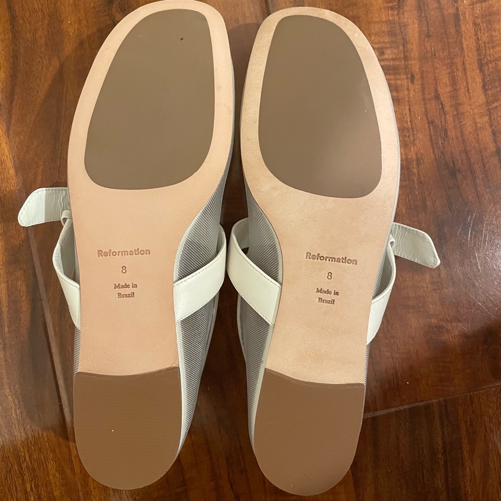 NWOT Reformation Bethany White Mesh Ballet Flats - Picture 6 of 9